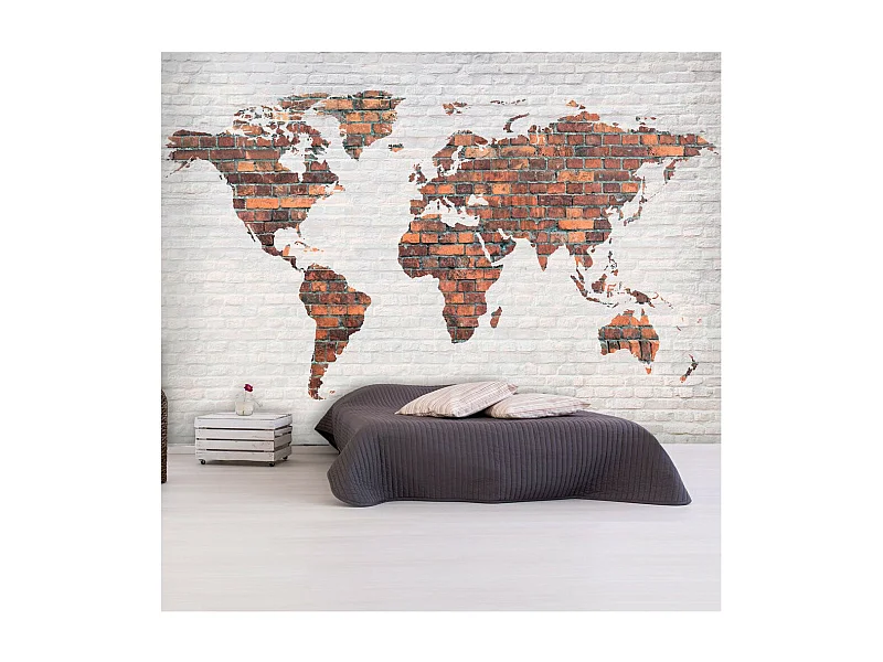 Papier Peint "World Map : Brick Wall" 210 x 300 cm