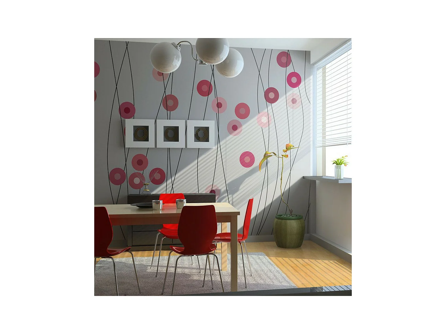 Papier Peint "Boutons Roses" 154 x 200 cm