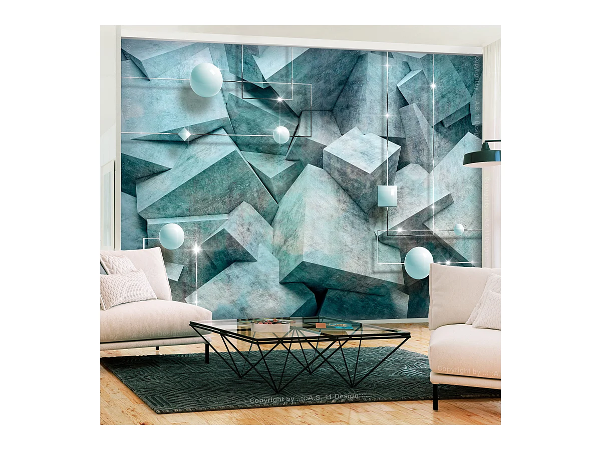 Papier Peint "Concrete Cubes Green" 245 x 350 cm