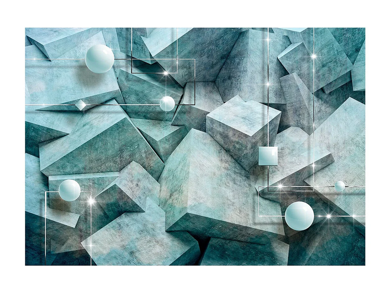 Papier Peint "Concrete Cubes Green" 245 x 350 cm
