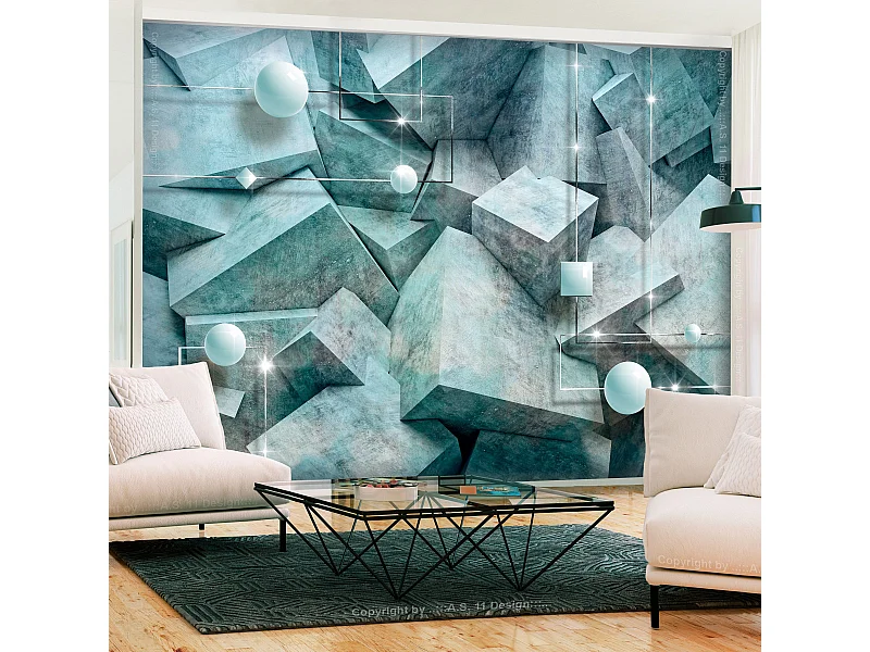 Papier Peint "Concrete Cubes Green" 245 x 350 cm