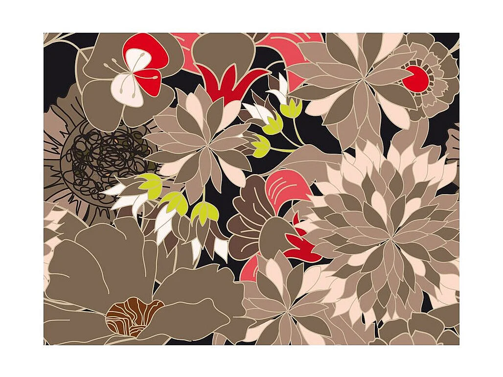 Papier Peint "Motif Floral Gris" 193 x 250 cm