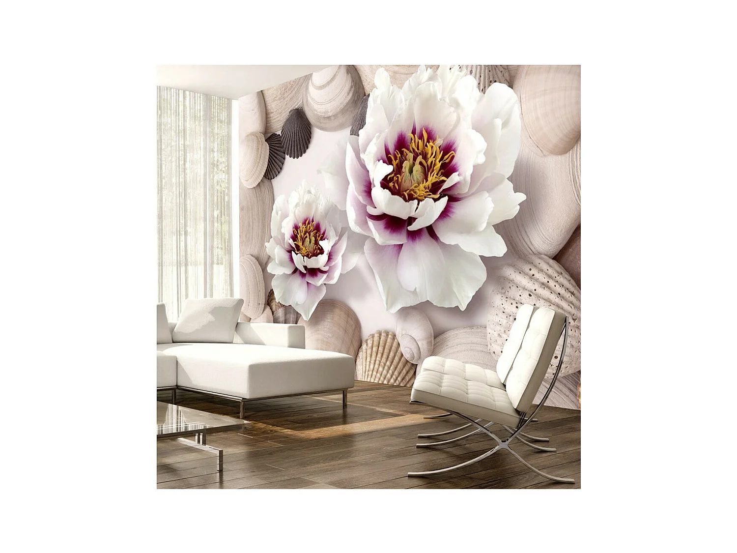Papier Peint "Flowers & Shells" 70 x 100 cm