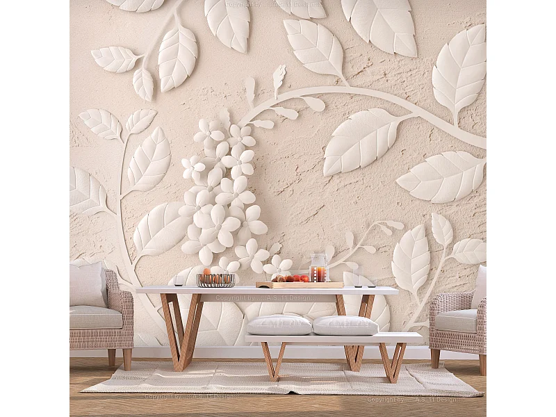 Papier Peint "Paper Flowers Beige" 175 x 250 cm