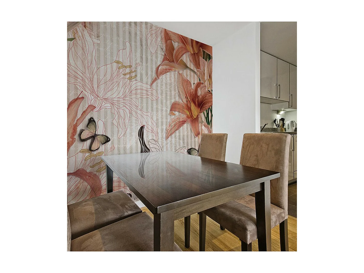 Papier Peint "Fleurs & Papillons" 154 x 200 cm