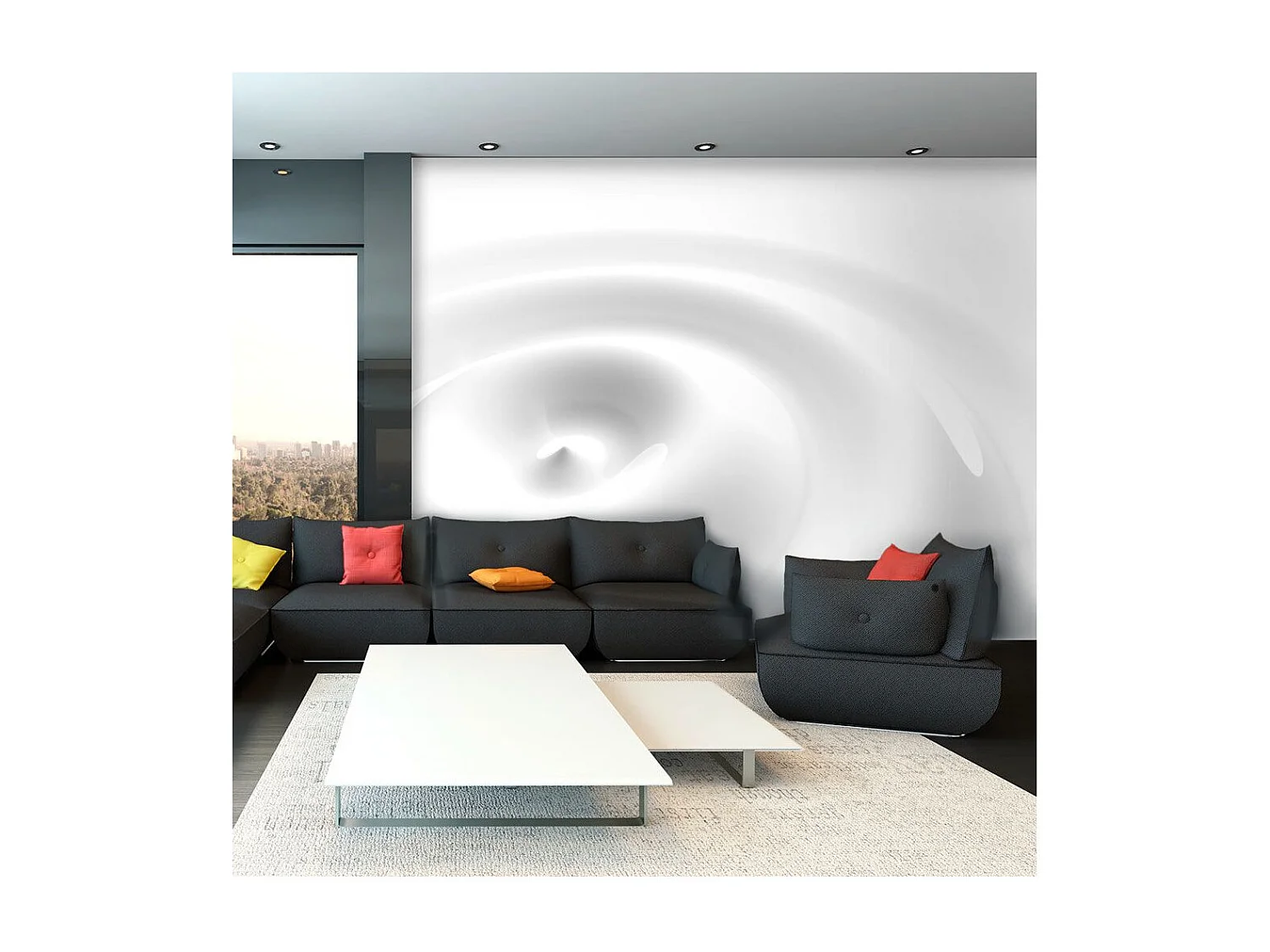 Papier Peint "White Swirl" 210 x 300 cm