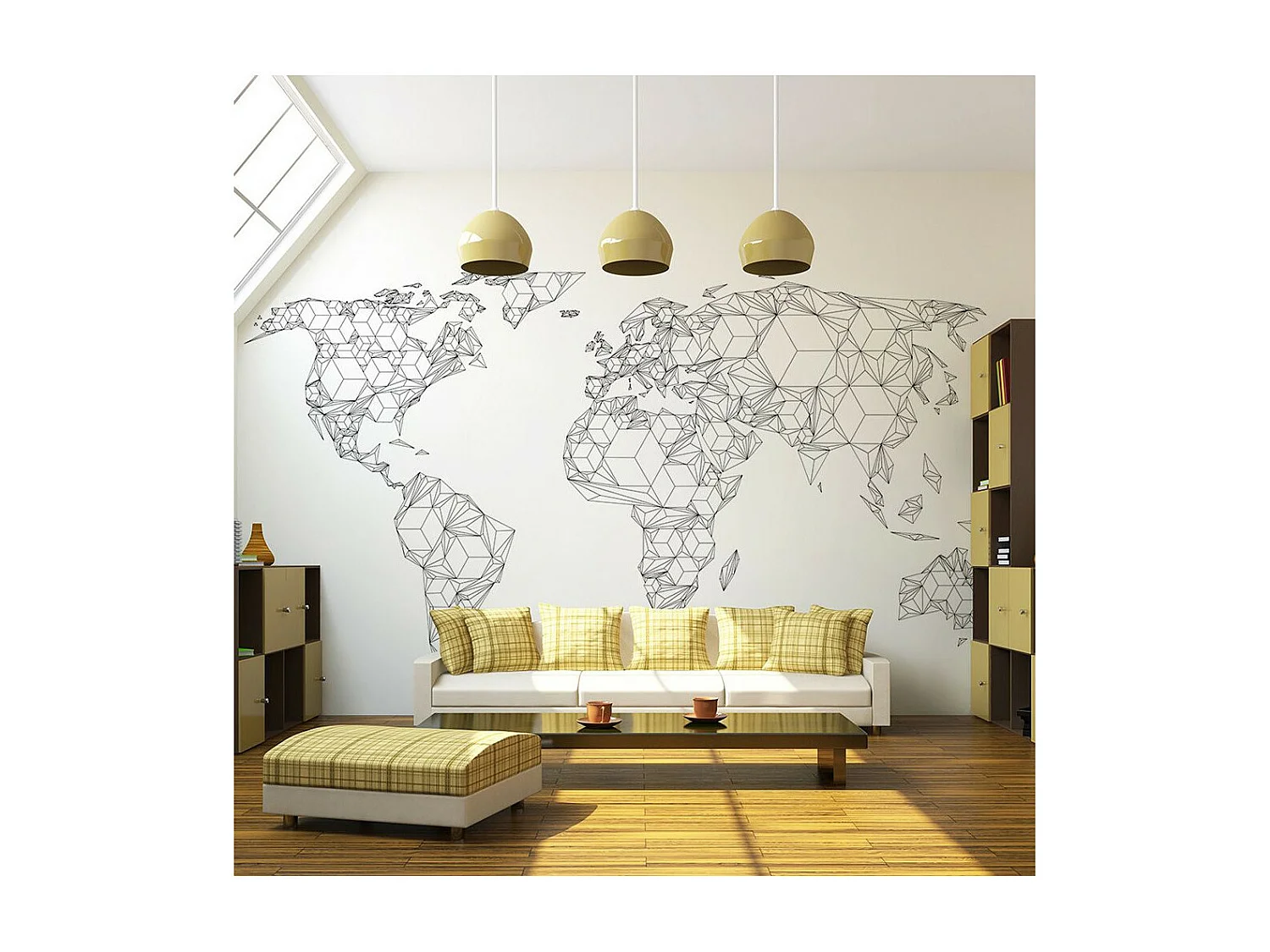 Papier Peint "Map of the World White Solids" 270 x 350 cm