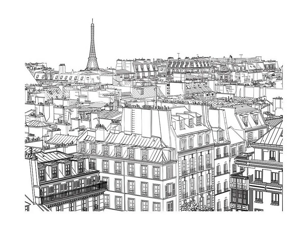 Papier Peint "Croquis Parisien" 231 x 300 cm
