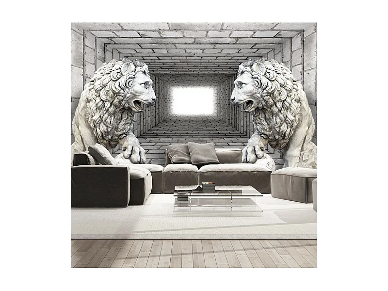 Papier Peint "Lions de Pierre" 175 x 250 cm