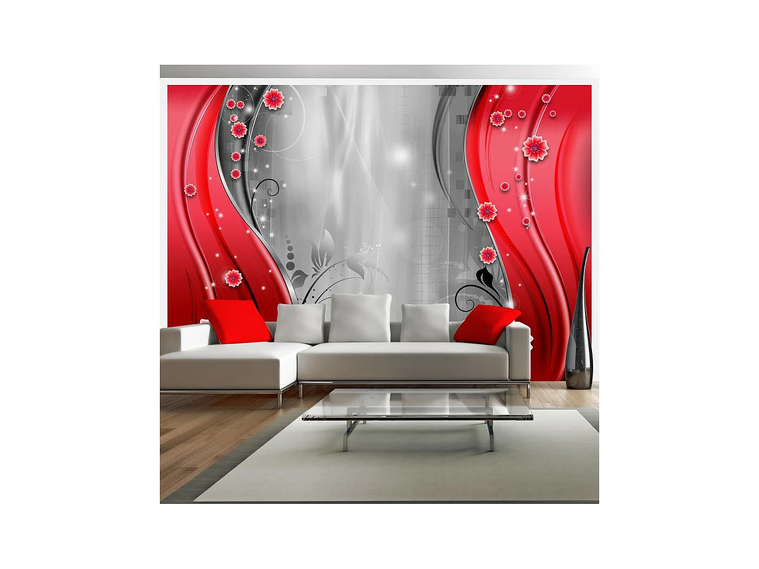 Papier Peint "Behind the Curtain of Red" 105 x 150 cm