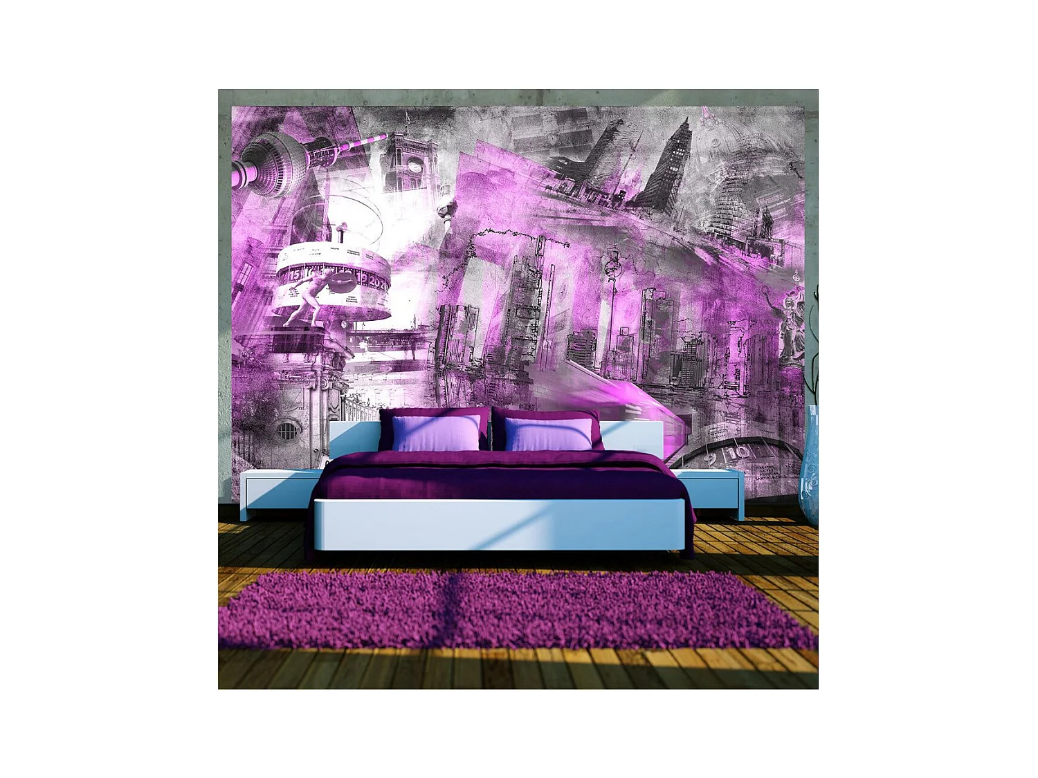 Papier Peint "Berlin Collage Violet" 210 x 300 cm