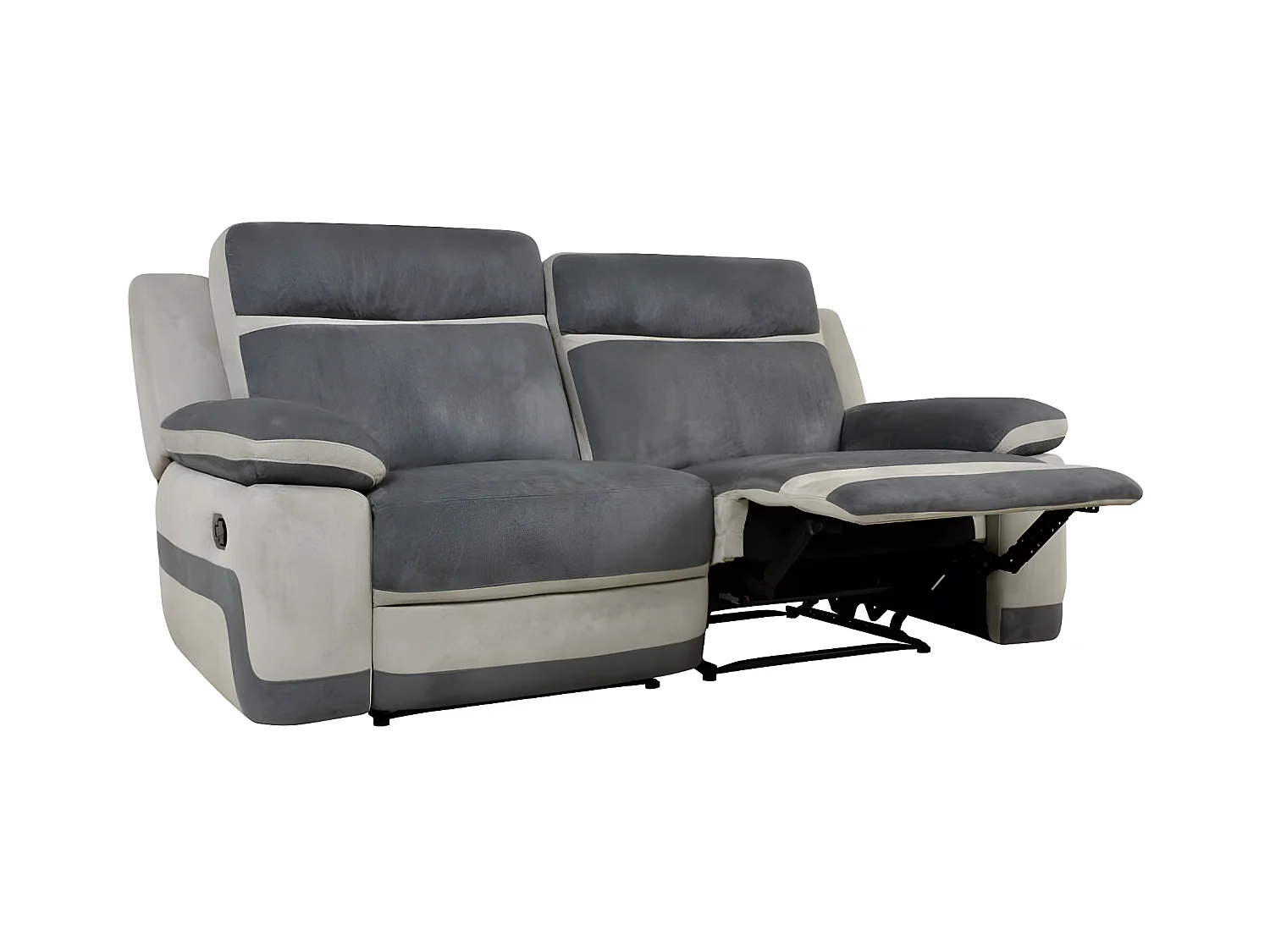 Canapé 3 places relax en microfibre anthracite et bandes gris clair TALCA