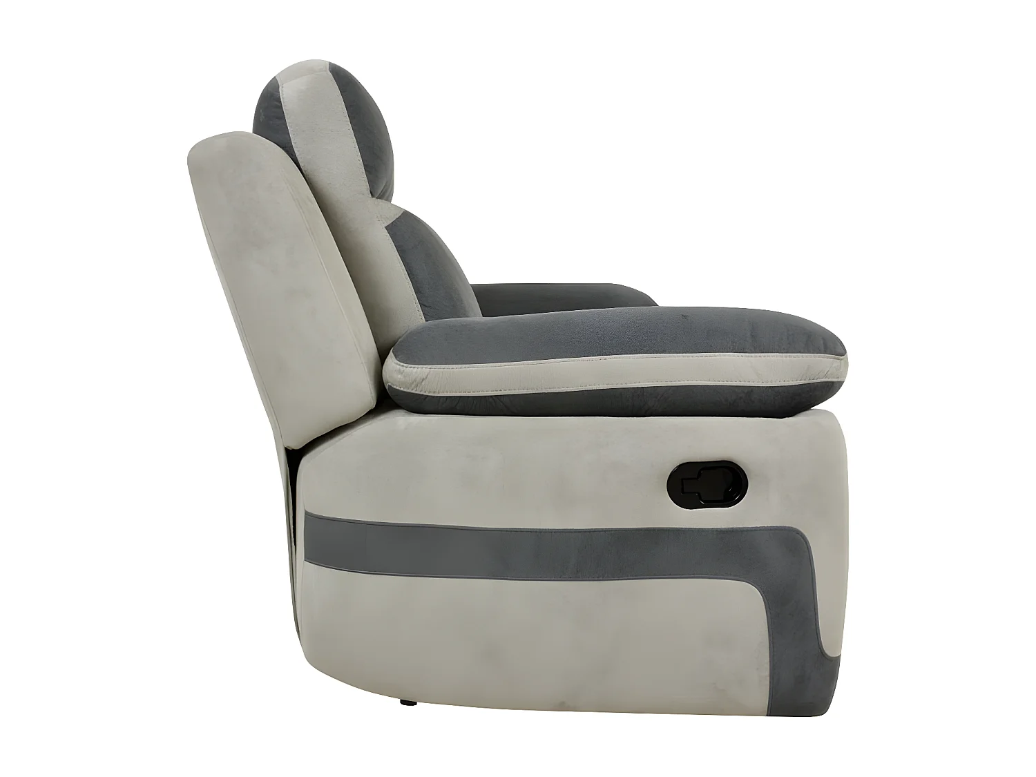 Sofá 3 plazas relax de microfibra TALCA - Antracita y gris claro