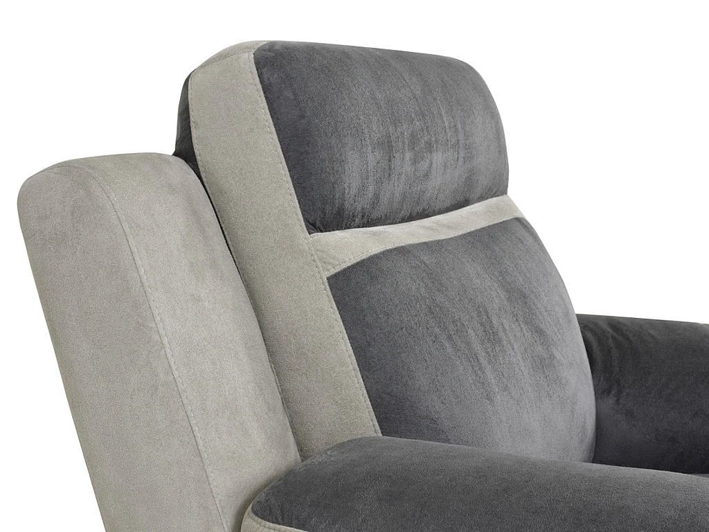 Afslapningslænestol i antracitfarvet mikrofiber med lysgråt bånd TALCA