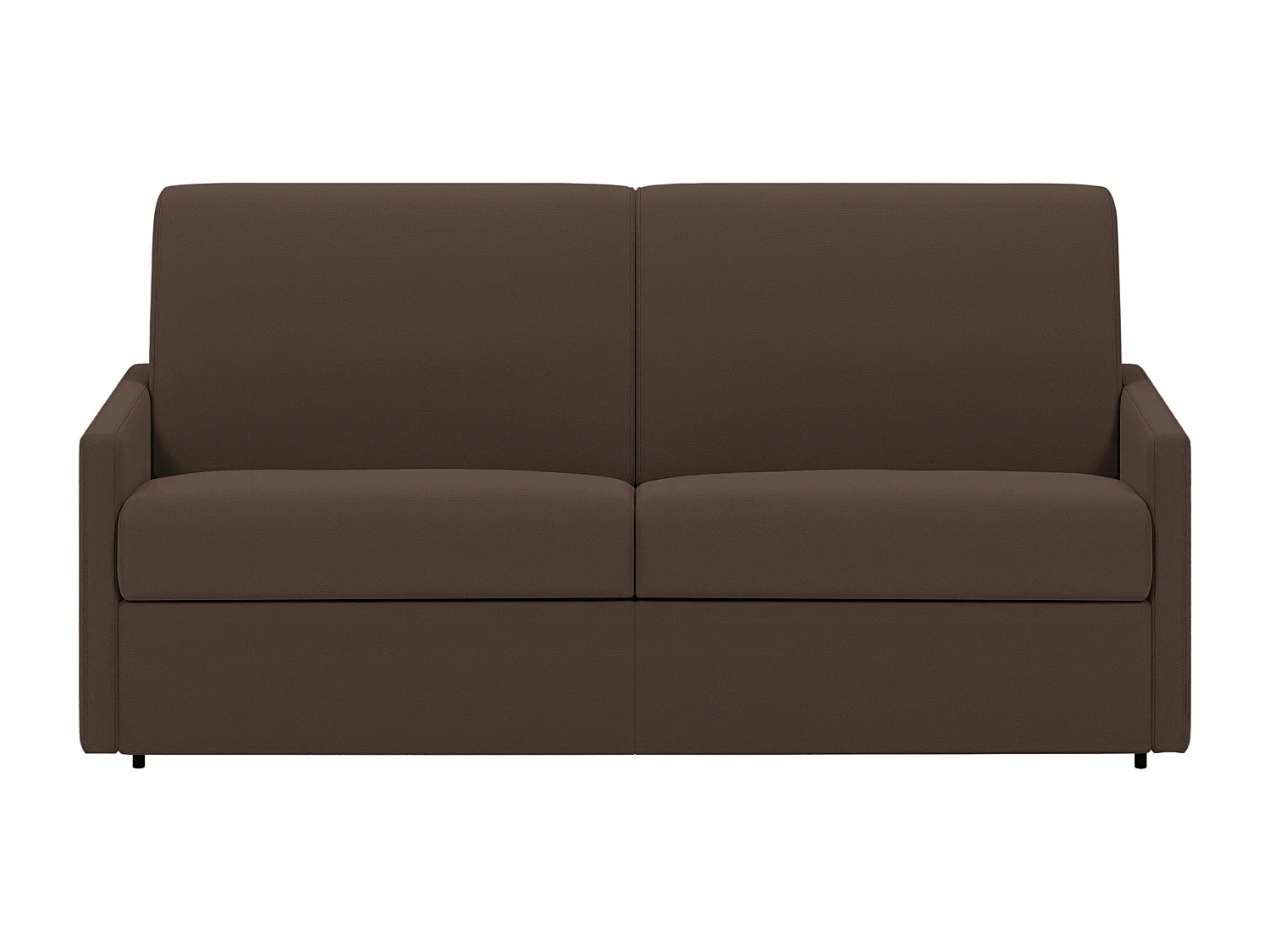 Canapé 3 places convertible express en tissu marron - Couchage 140 cm - matelas 18 cm CALIFE