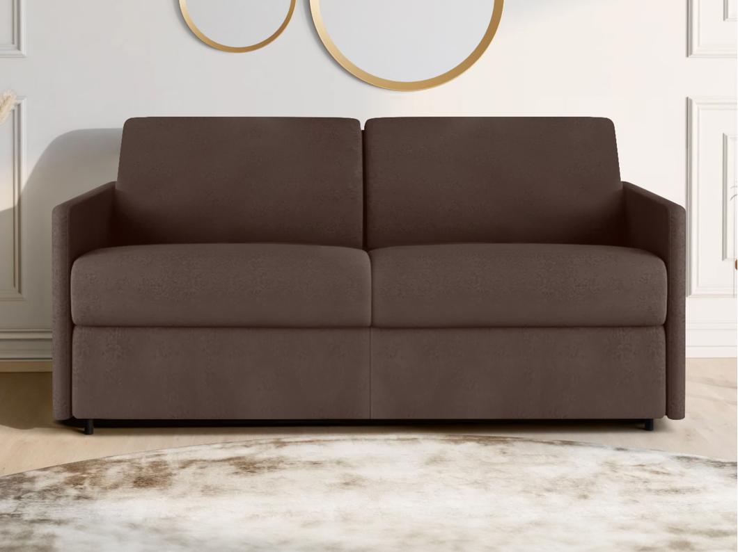 Schlafsofa 3-Sitzer - Liegefläche: 140 cm - Matratzenhöhe: 18 cm - Stoff - Braun - CALIFE