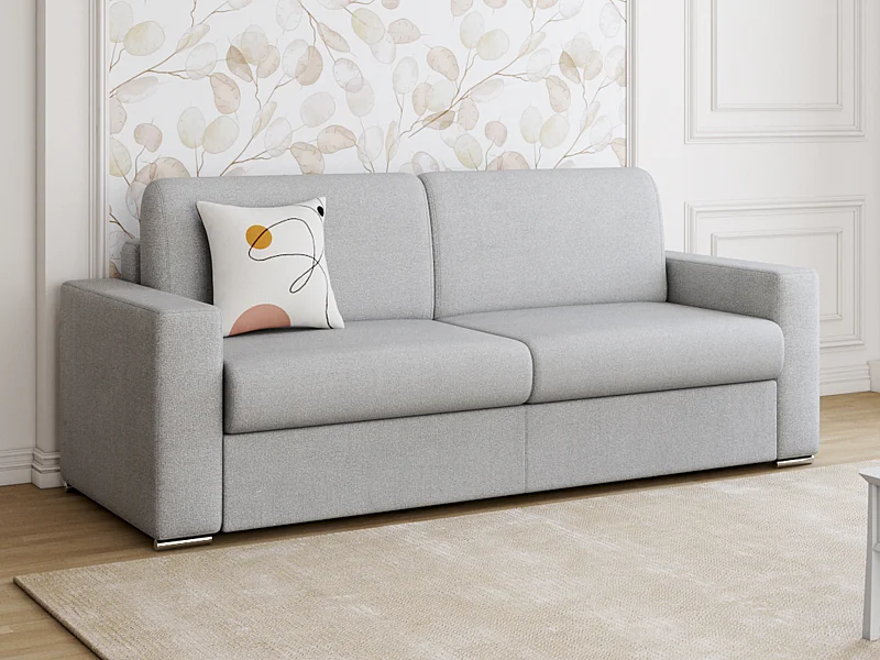 Schlafsofa 3-Sitzer - Liegefläche: 140 cm - Matratzenhöhe: 14 cm - Stoff - Grau - CALITO