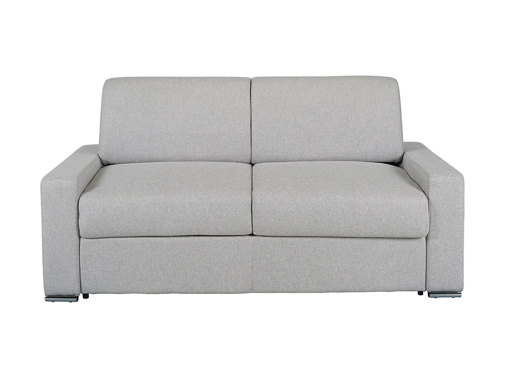 Express-driezitsslaapbank van stof CALITO - Grijs - Bed 140  cm - Matras 14 cm