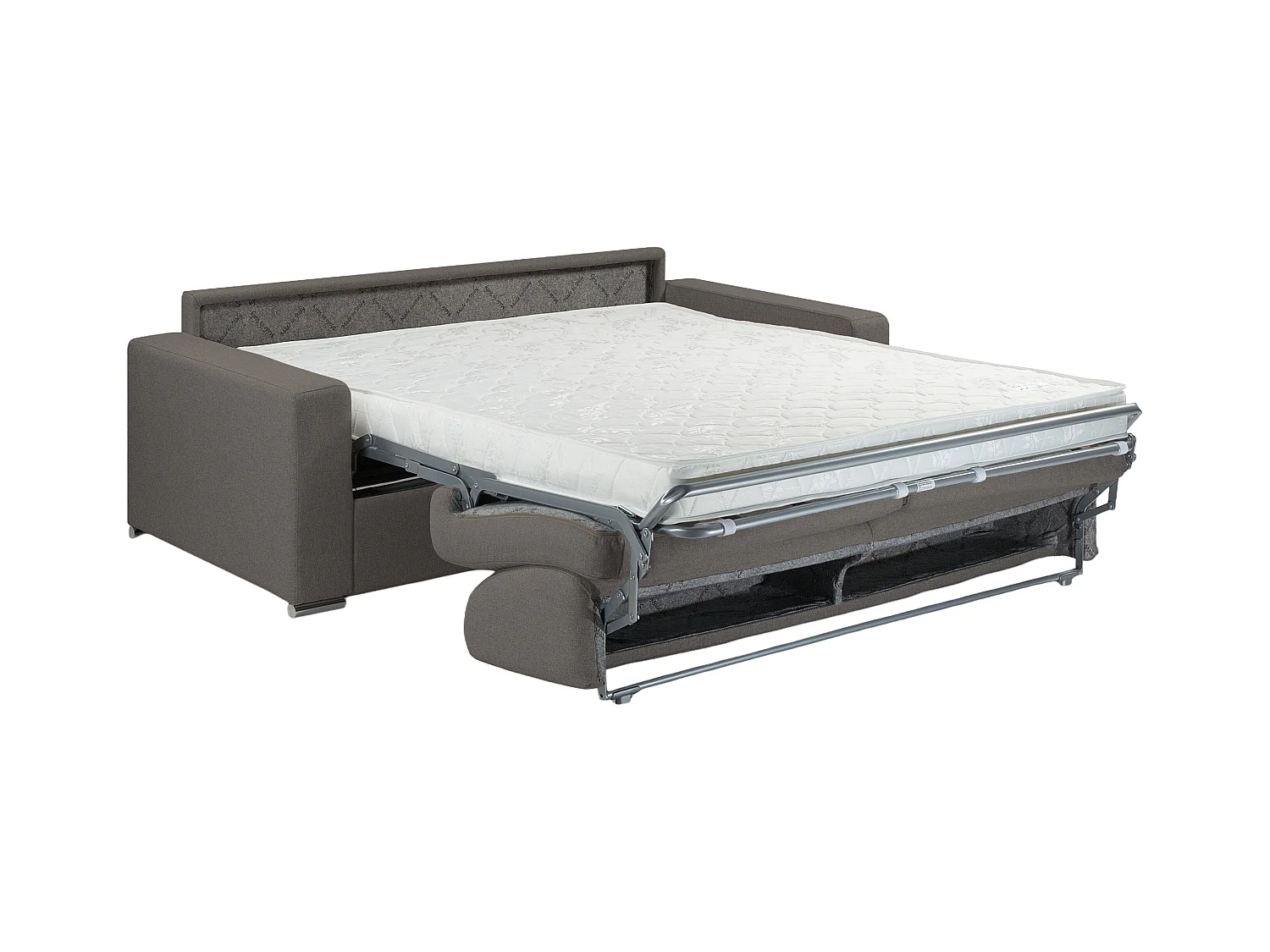 Canapé 3 places convertible express en tissu anthracite - Couchage lattes larges 140 cm - Matelas 14 cm CALITO