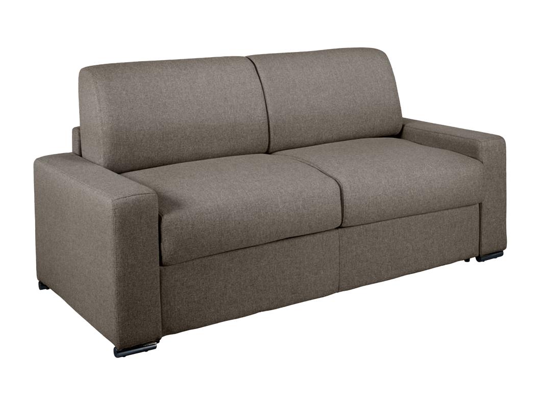 Canapé 3 places convertible express en tissu anthracite - Couchage lattes larges 140 cm - Matelas 14 cm CALITO