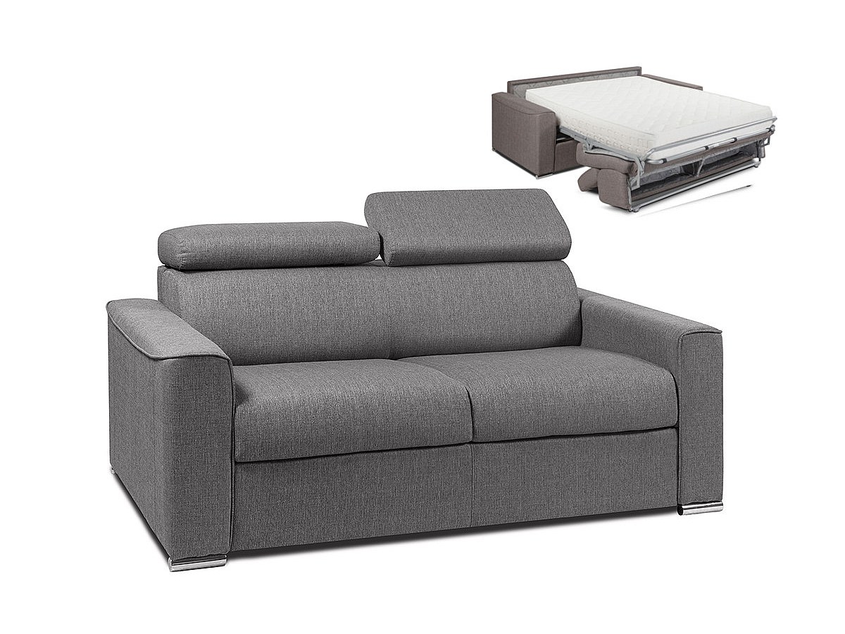 Sofá cama italiano 3p 22 cm tela Color Gris VIZIR