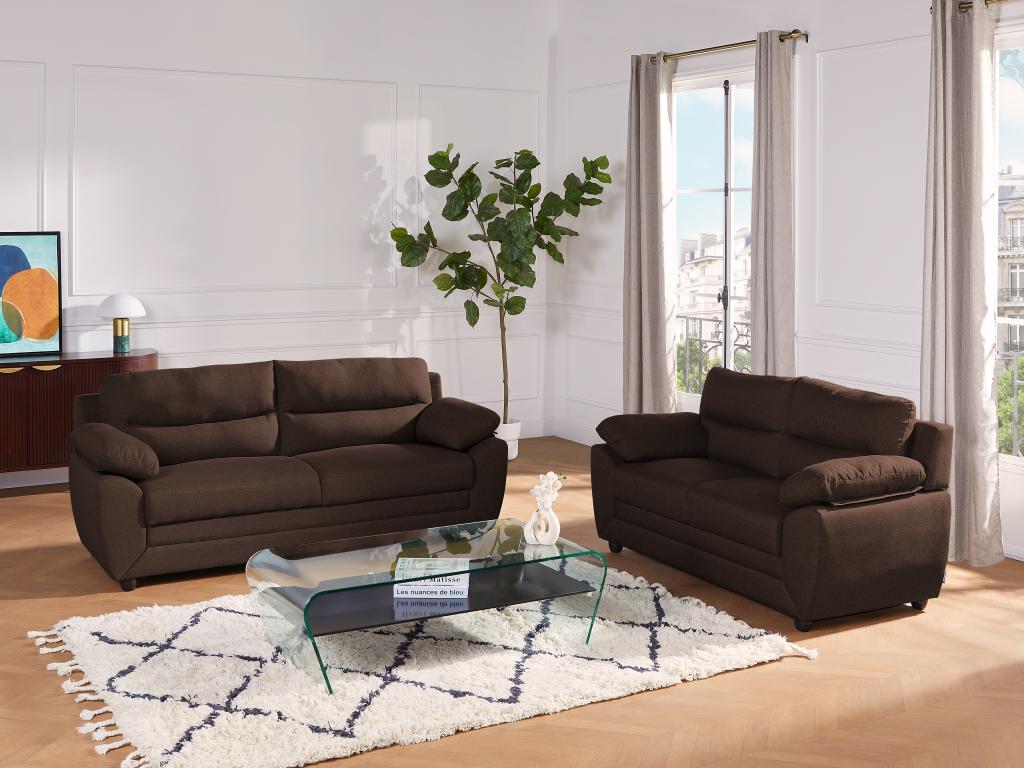 Sofa 3-Sitzer & 2-Sitzer - Stoff - Braun - MANOA günstig online kaufen