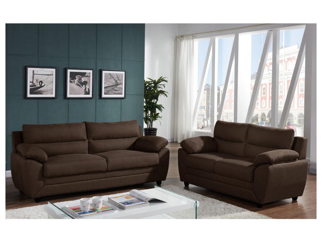 Sofa 3-Sitzer & 2-Sitzer - Stoff - Braun - MANOA