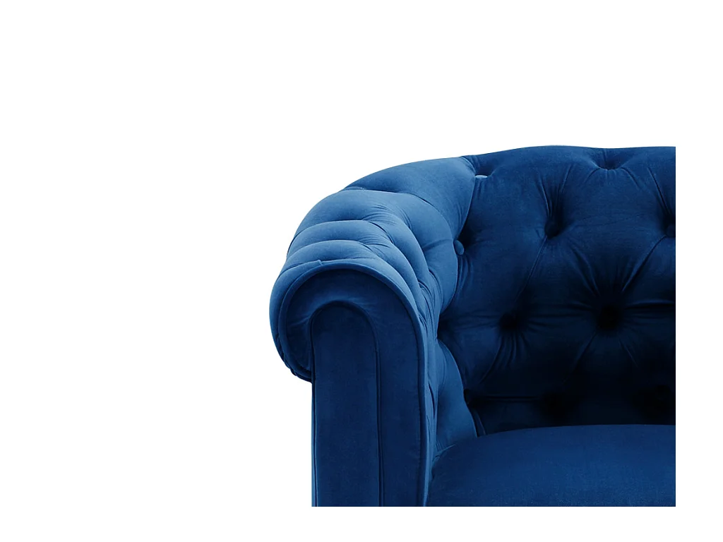 Canapé 3 places et fauteuil CHESTERFIELD - Velours bleu roi
