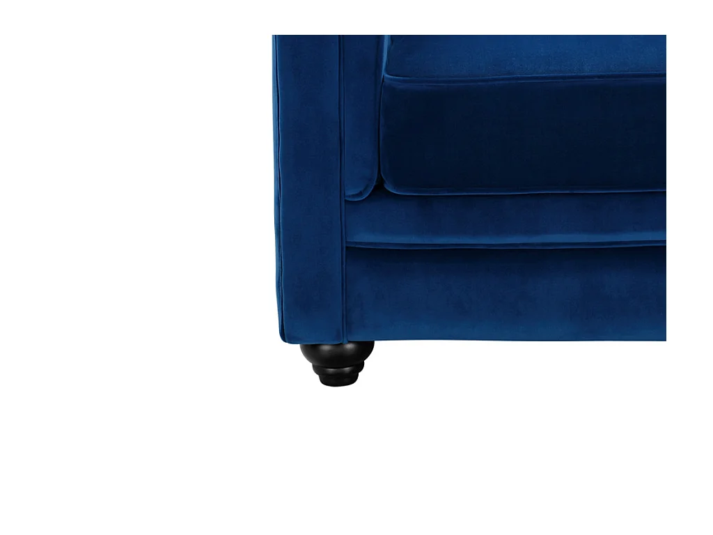 Canapé 3 places et fauteuil CHESTERFIELD - Velours bleu roi