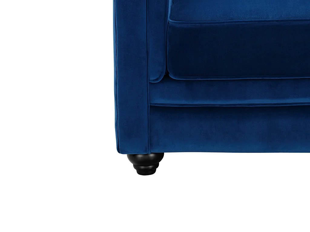 Canapé 3 places et fauteuil CHESTERFIELD - Velours bleu roi