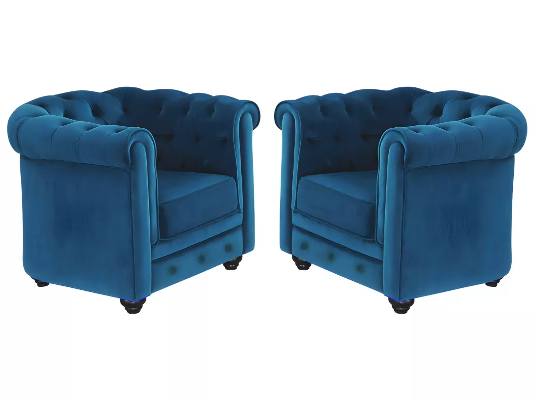 Kauf Unique Sessel 2er-Set - Samt - Grünblau - CHESTERFIELD