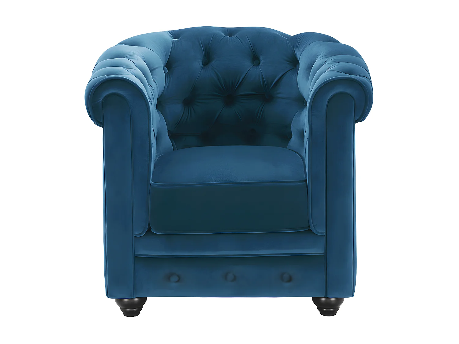 Lot de 2 Fauteuils CHESTERFIELD - Velours bleu canard