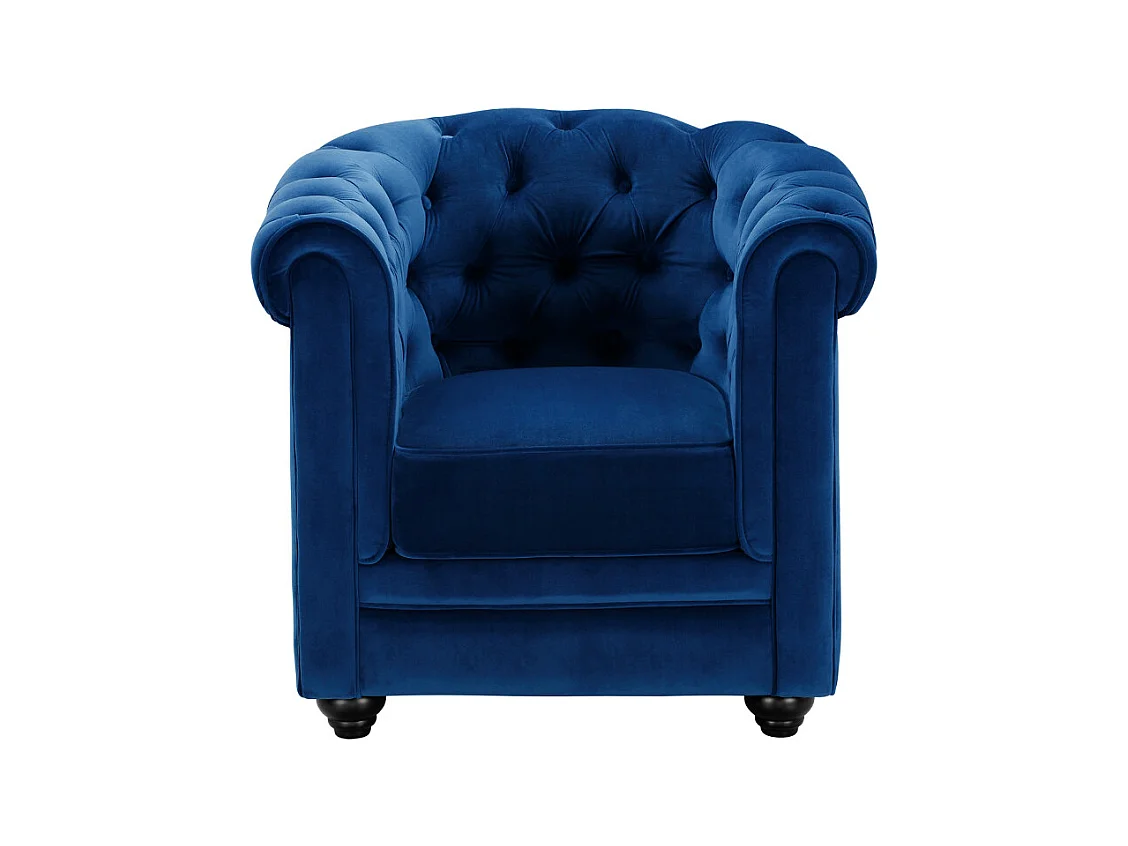 Lotto di 2 poltrone CHESTERFIELD in velluto Blu notte