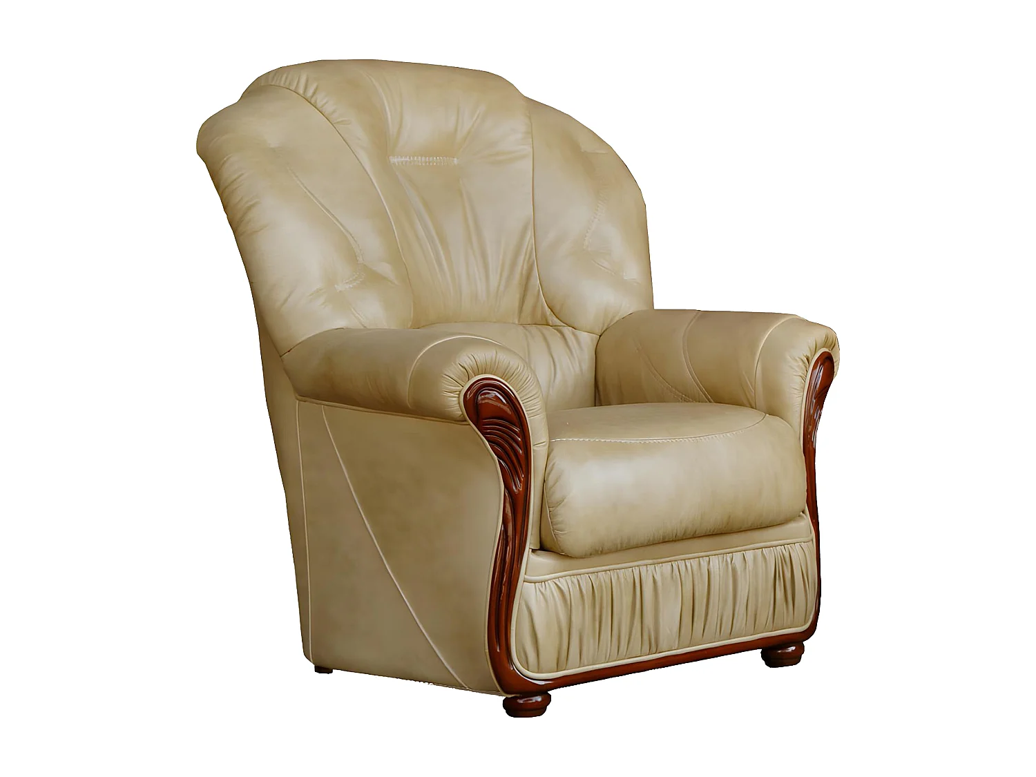 Ledersofa 3-Sitzer und Sessel - Büffelleder - Beige - DAPHNE