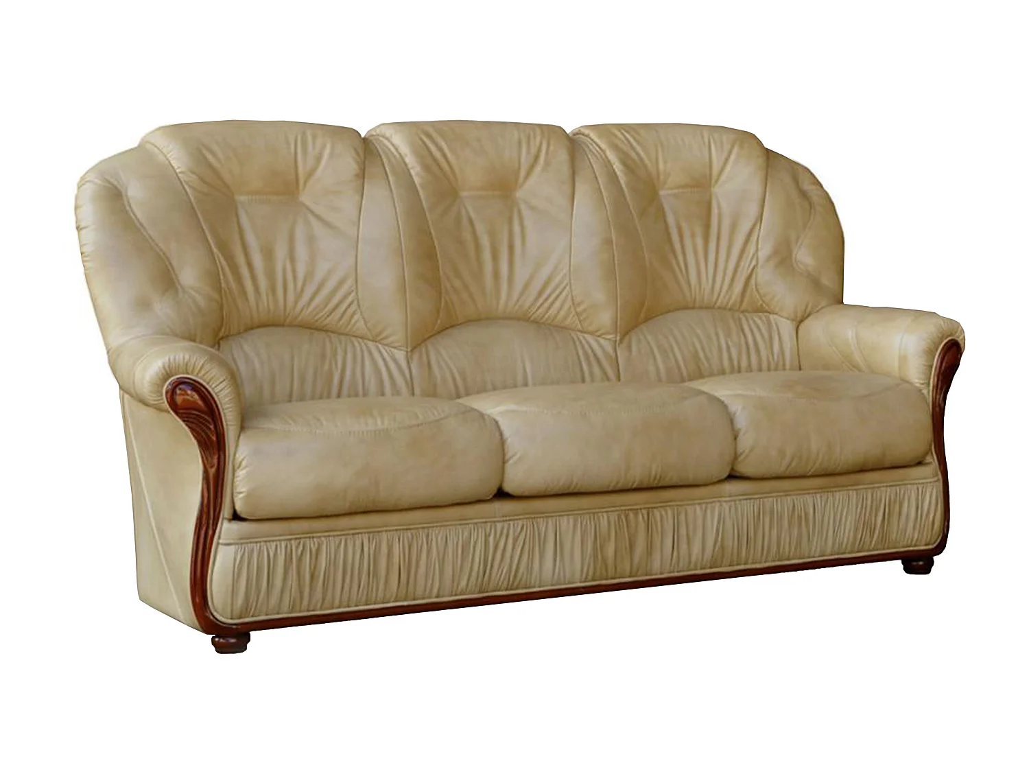 Ledersofa 3-Sitzer und Sessel - Büffelleder - Beige - DAPHNE