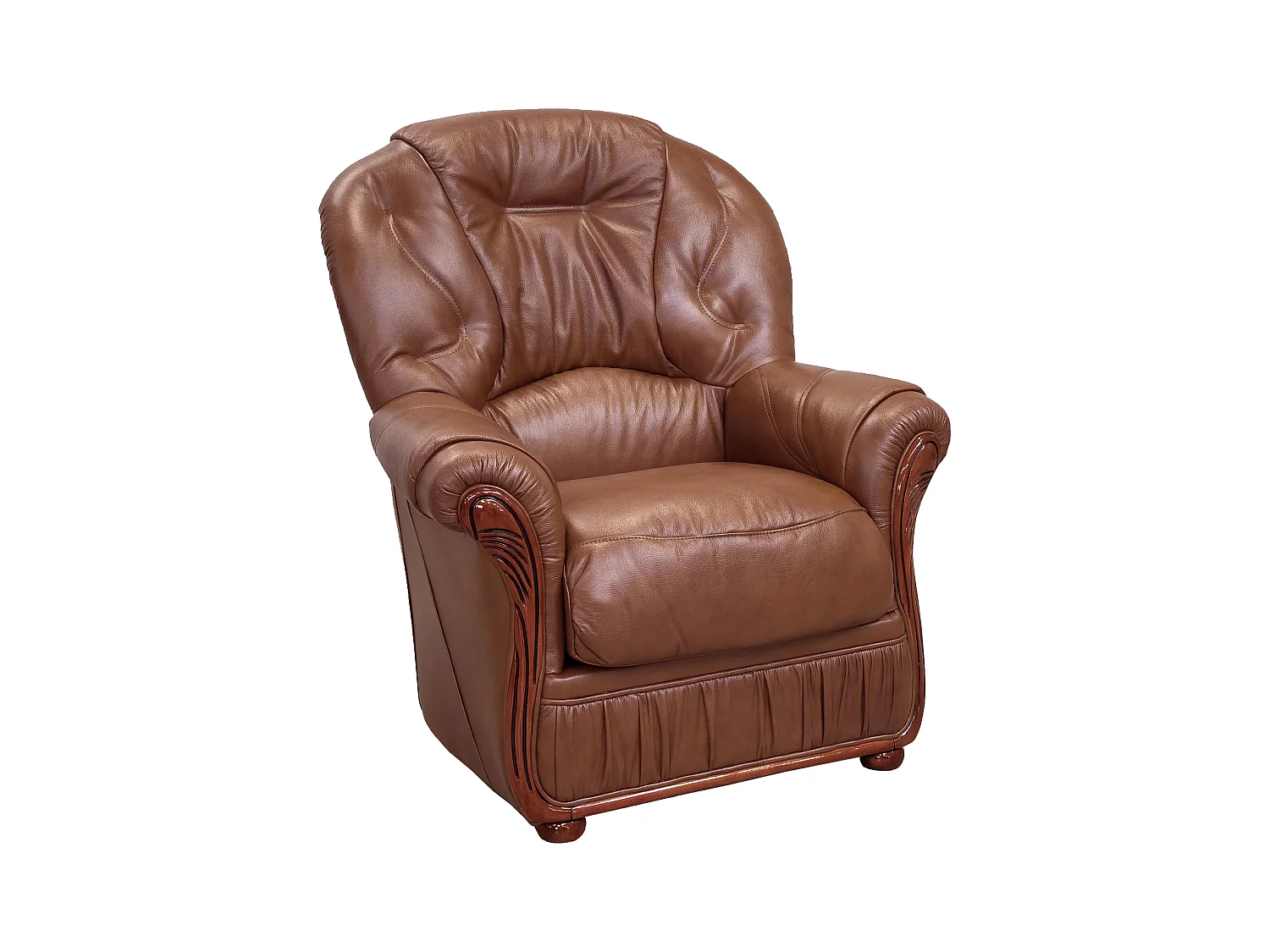 Ledersofa 3-Sitzer und Sessel - Büffelleder - Braun - DAPHNE