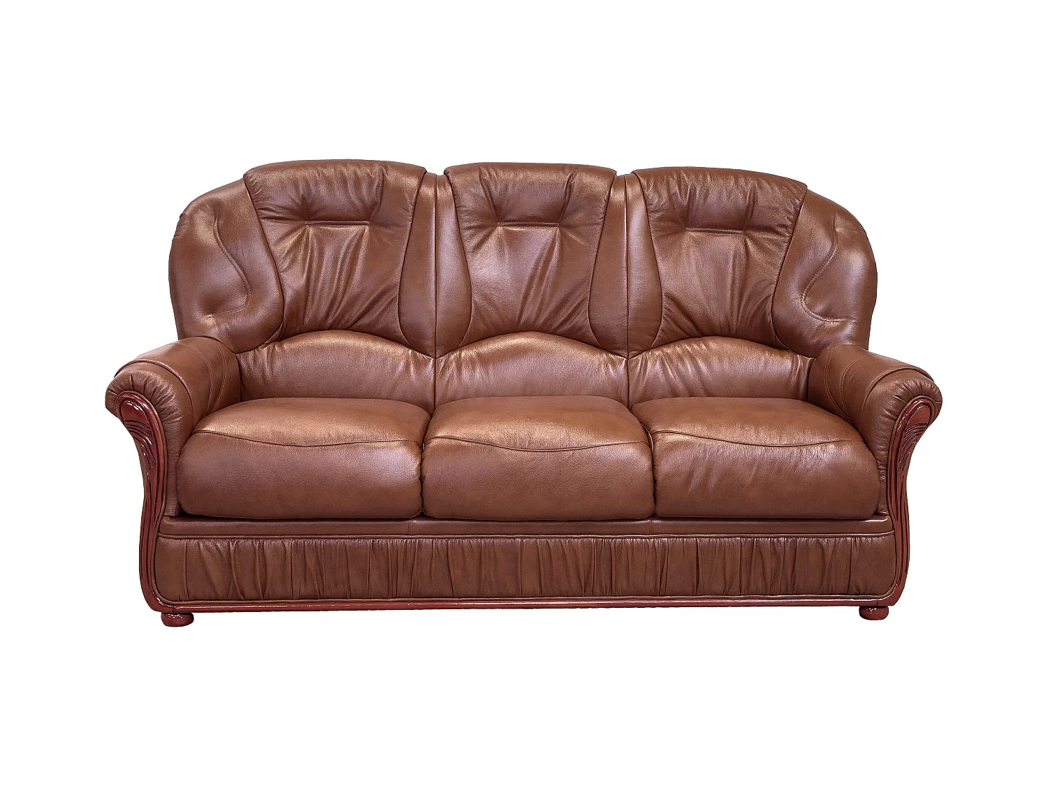 Ledersofa 3-Sitzer und Sessel - Büffelleder - Braun - DAPHNE