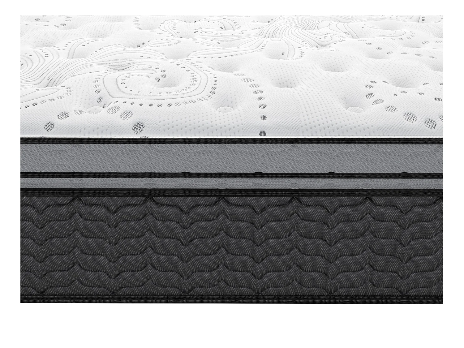 Matelas 160 x 200 cm hybride ressorts ensachés et surmatelas intégré ép.30cm - GAMIANI de YSMÉE