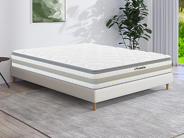 Matelas 140 x 190 cm ressorts ensachés et surmatelas intégré ép.29cm - CANTERBURY de YSMÉE