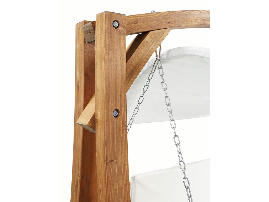 Columpio para 2 personas de madera y tela blanca - MACAO