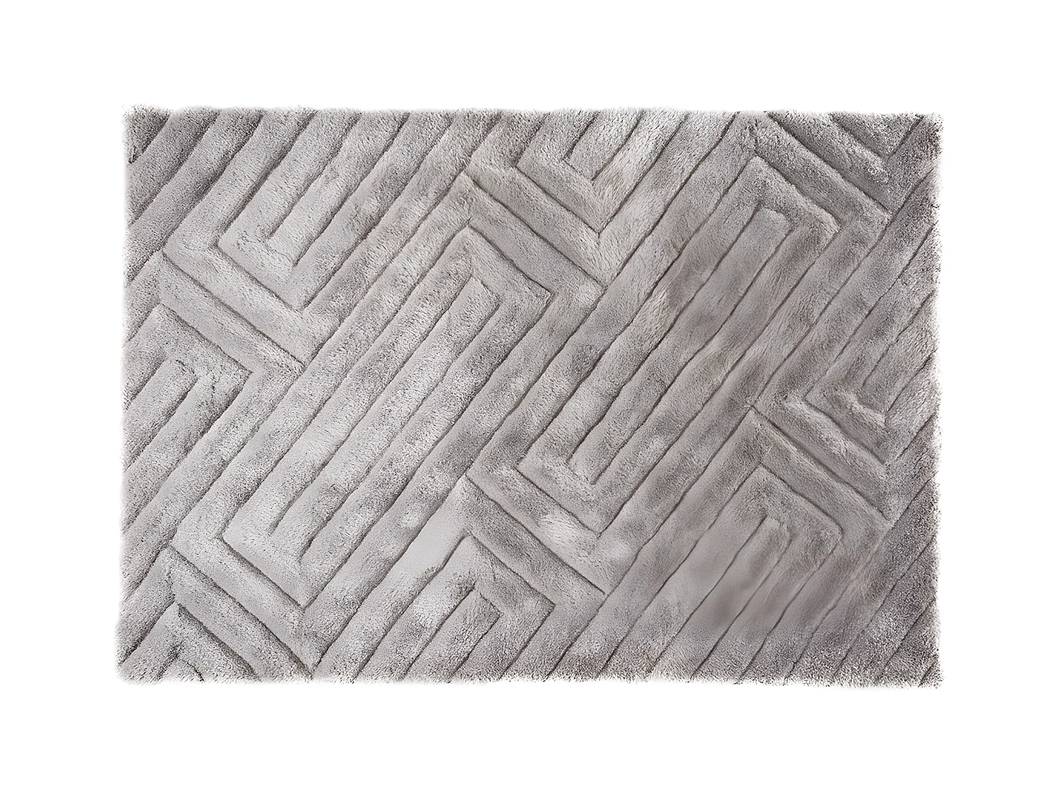Tapis shaggy en relief à poils longs - 160 x 230 cm - Gris - MAZE