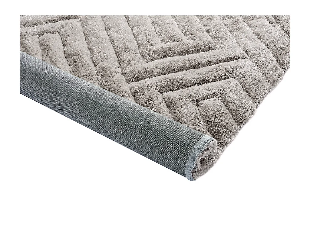 Tapis shaggy en relief à poils longs - 160 x 230 cm - Gris - MAZE