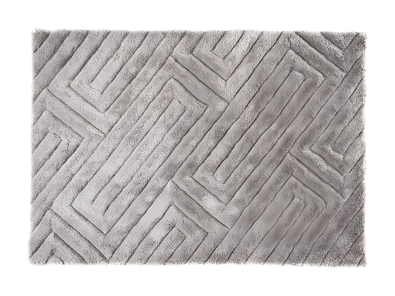 Tapis shaggy en relief à poils longs - 160 x 230 cm - Gris - MAZE