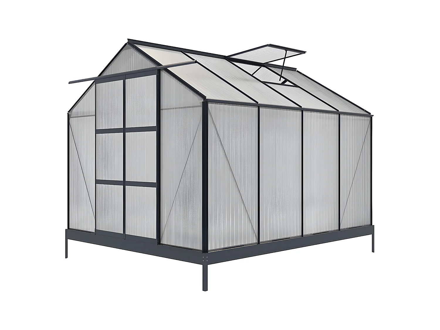 Gewächshaus  mit Sockel - Polycarbonat - 7,5 m² - Anthrazit - GREENEA II