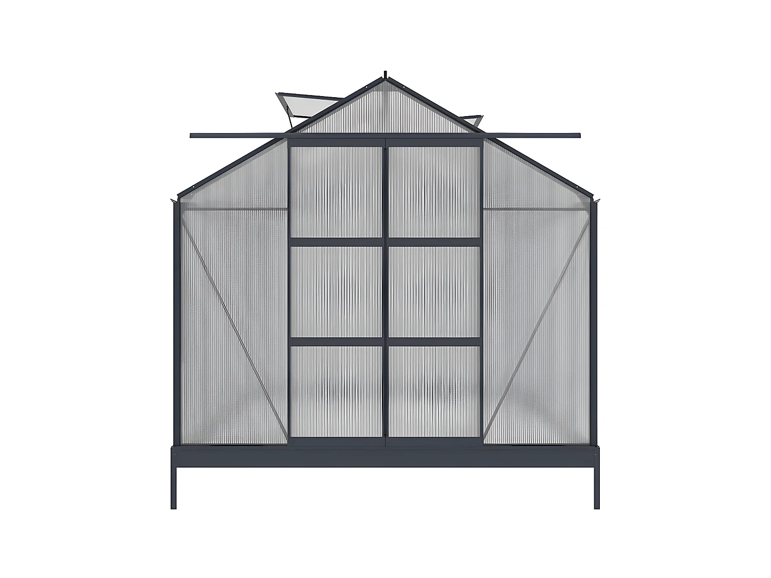 Gewächshaus  mit Sockel - Polycarbonat - 7,5 m² - Anthrazit - GREENEA II