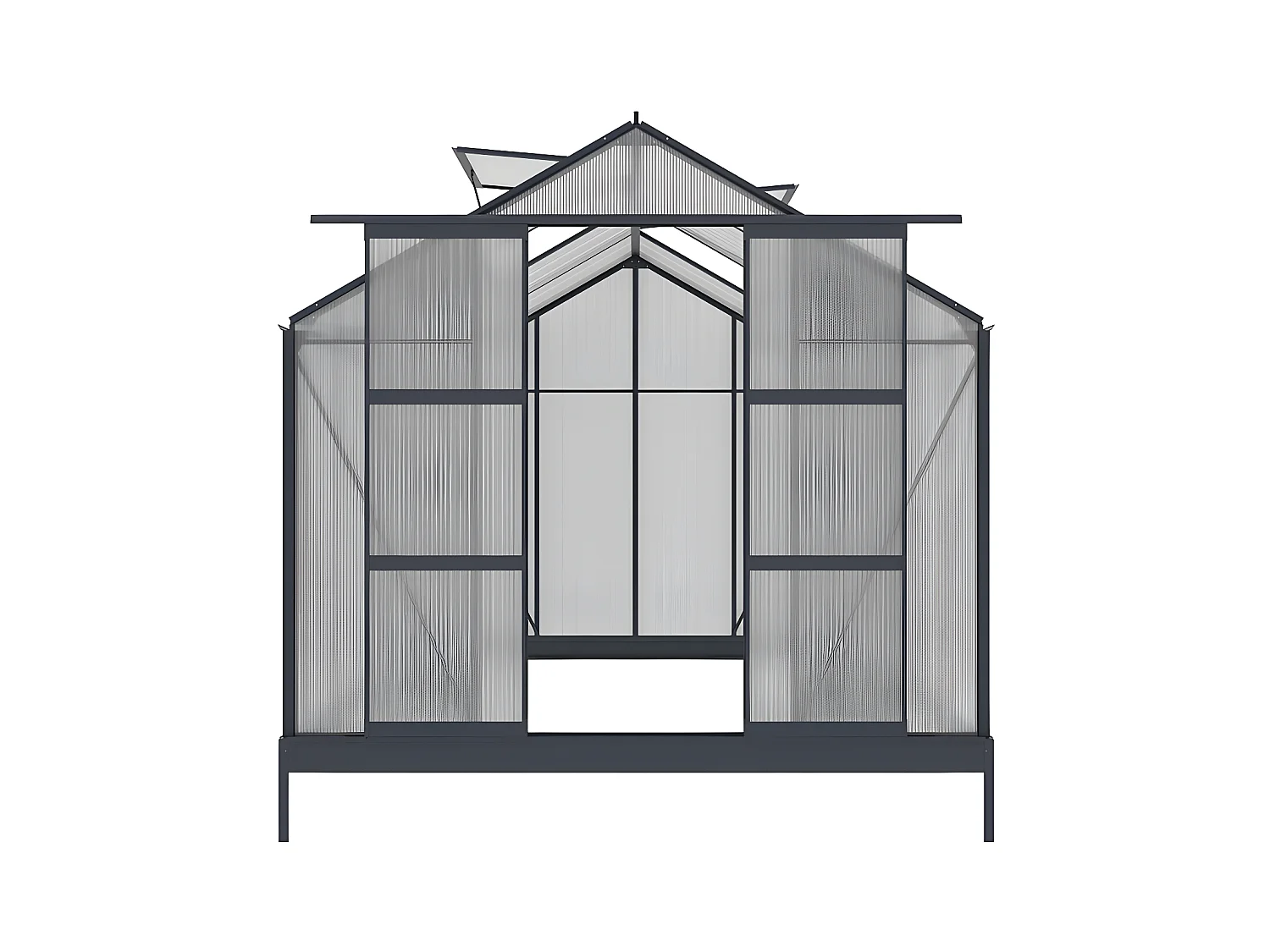 Gewächshaus  mit Sockel - Polycarbonat - 7,5 m² - Anthrazit - GREENEA II