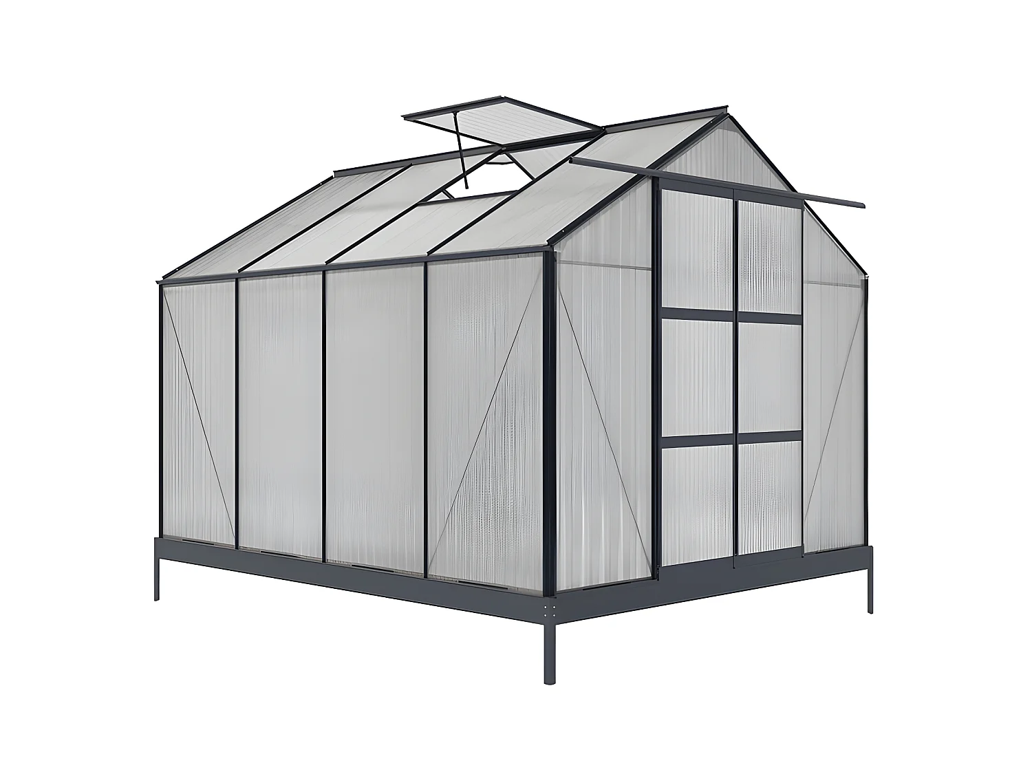 Gewächshaus  mit Sockel - Polycarbonat - 7,5 m² - Anthrazit - GREENEA II