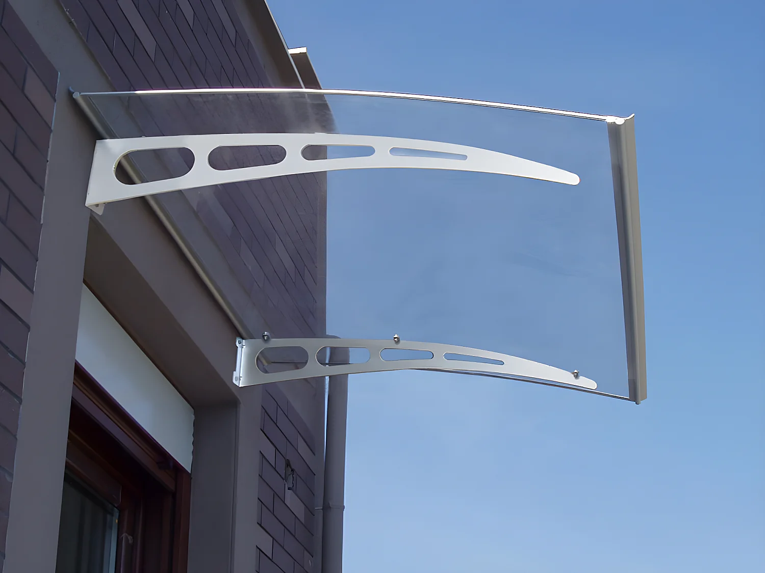 Auvent de porte en aluminium 150 x 90 cm courbé NEONA