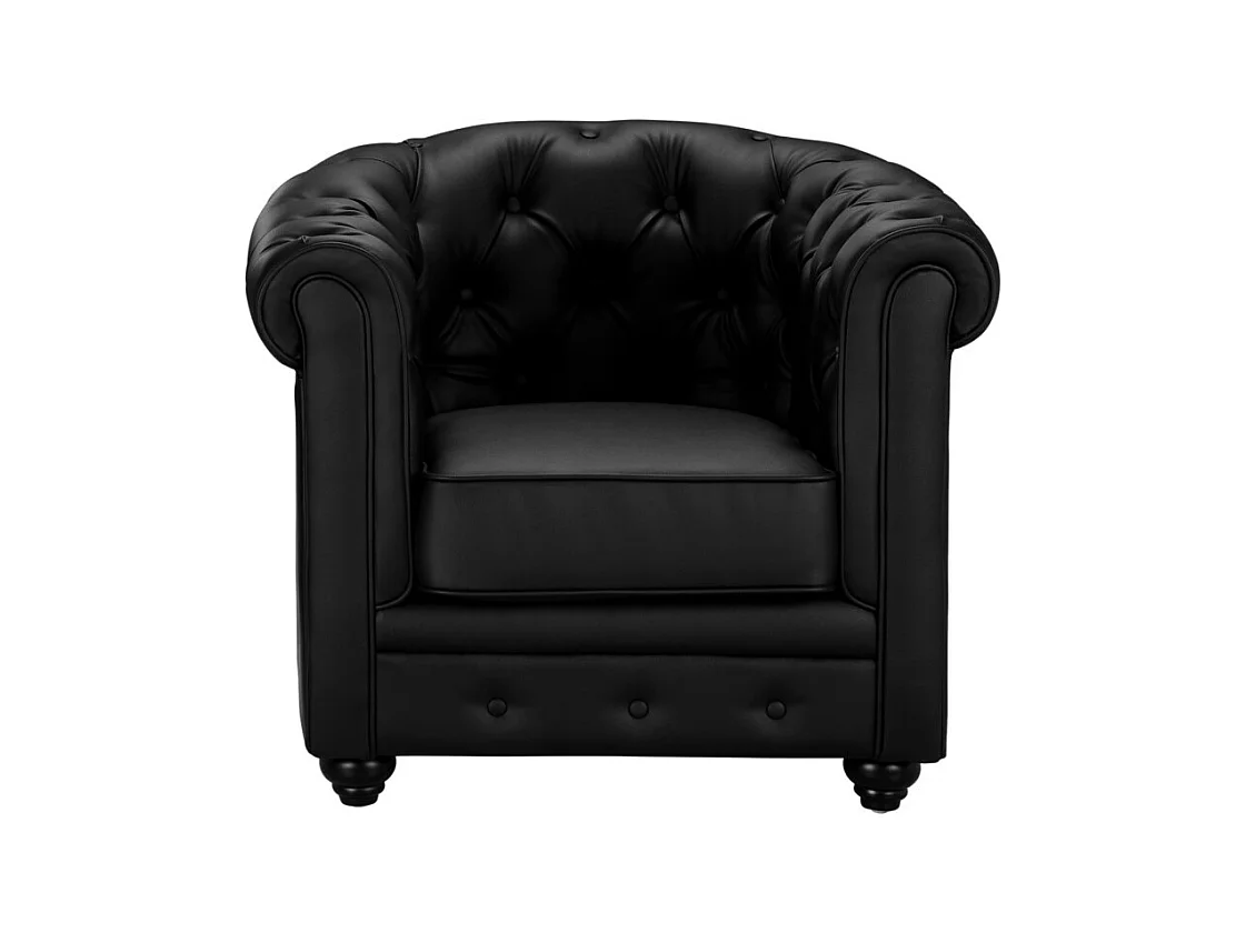 Conjunto de 2 sillones CHESTERFIELD - Piel sintética - Negro