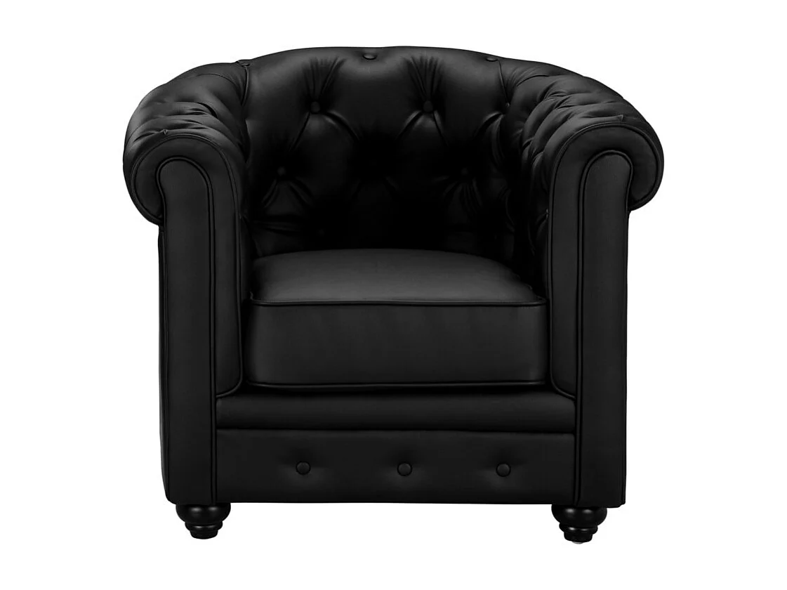 Set van 2 fauteuils CHESTERFIELD van kunstleer - Zwart